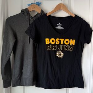 Bundle of Boston Bruins Items: Small T Shirt & Medium Hoodie